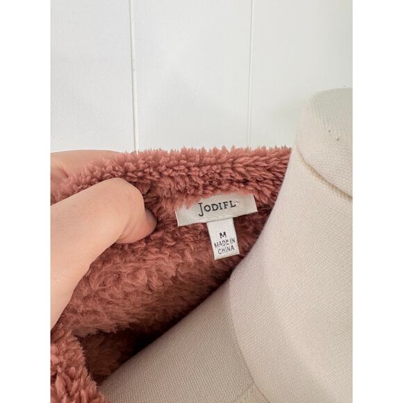 Jodifl Plush Faux Fur Teddy Coat Size Medium Cardigan Sweater Mauve - Picture 8 of 8
